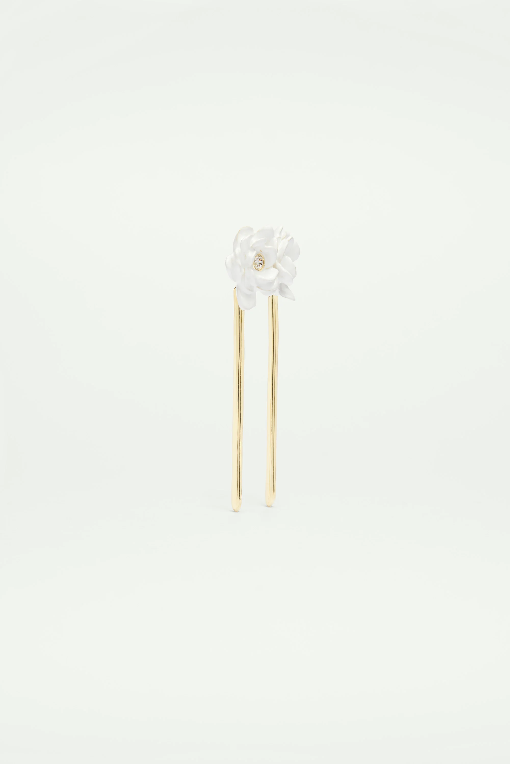 Épingle à cheveux gardénia et pierre en verre taillé - Image 3