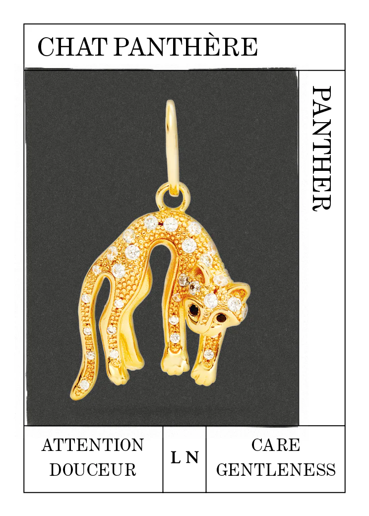 Pendentif chat doré et cristaux, Attention et Douceur - Image 2