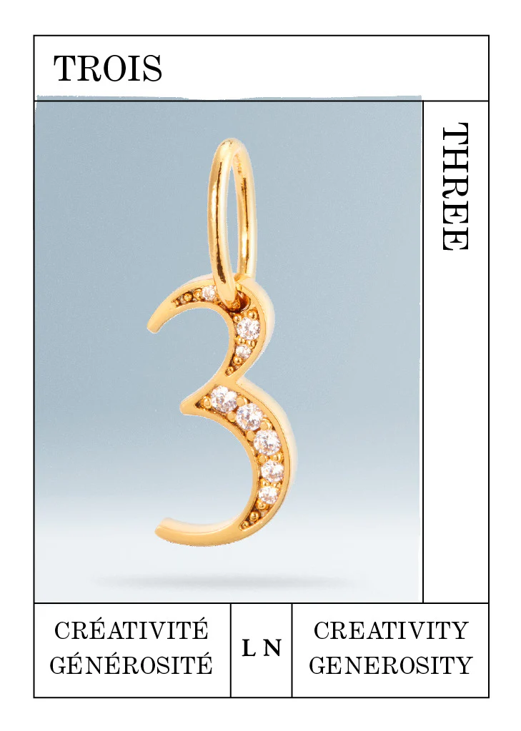 Pendentif chiffre 3, Créativité et Générosité - Image 2