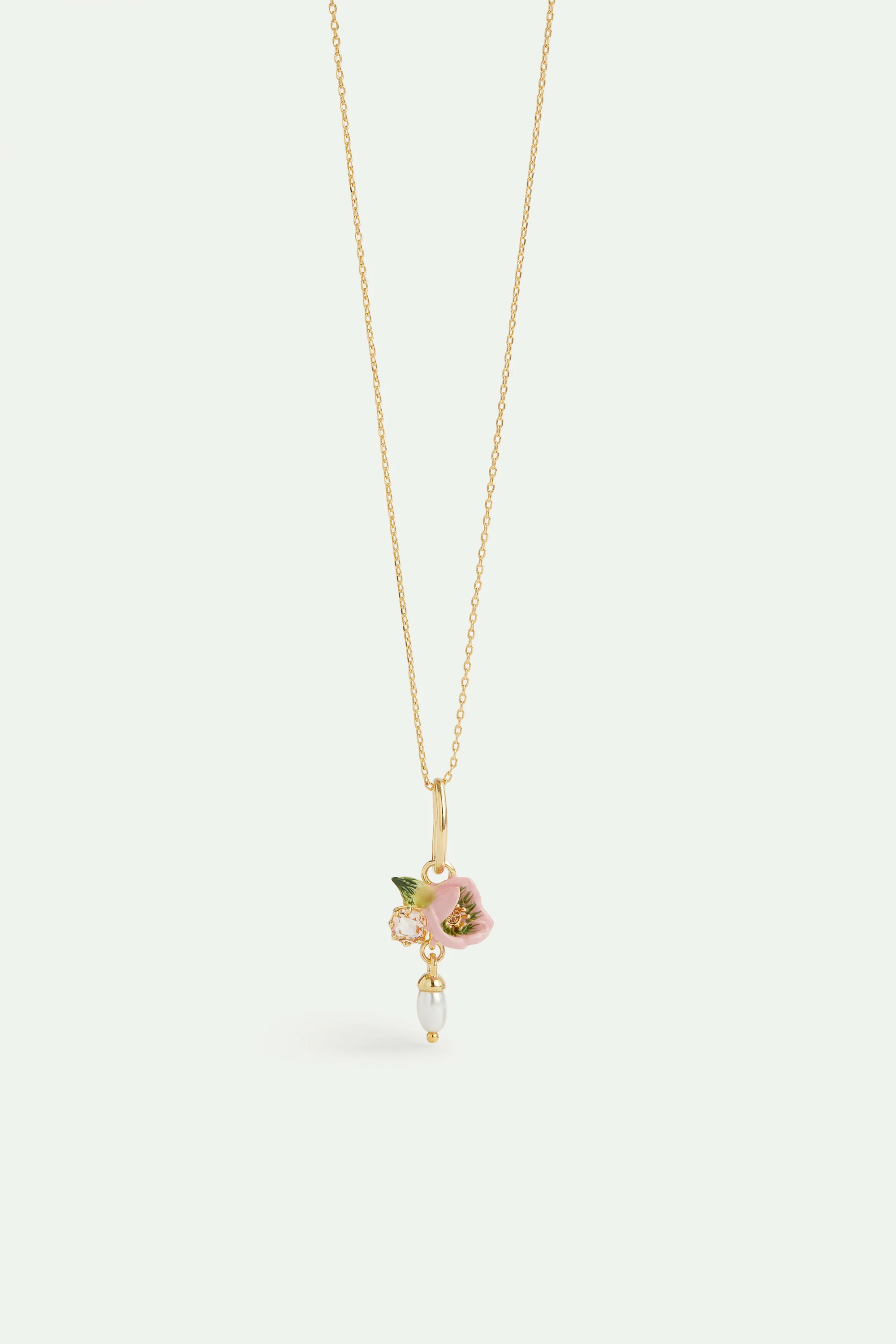 Pendentif héllébore rose et perle fantaisie, Féminité et Douceur - Image 2