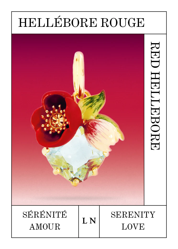 Pendentif héllébore rouge et pierre taillée, Sérénité et Amour - Image 2