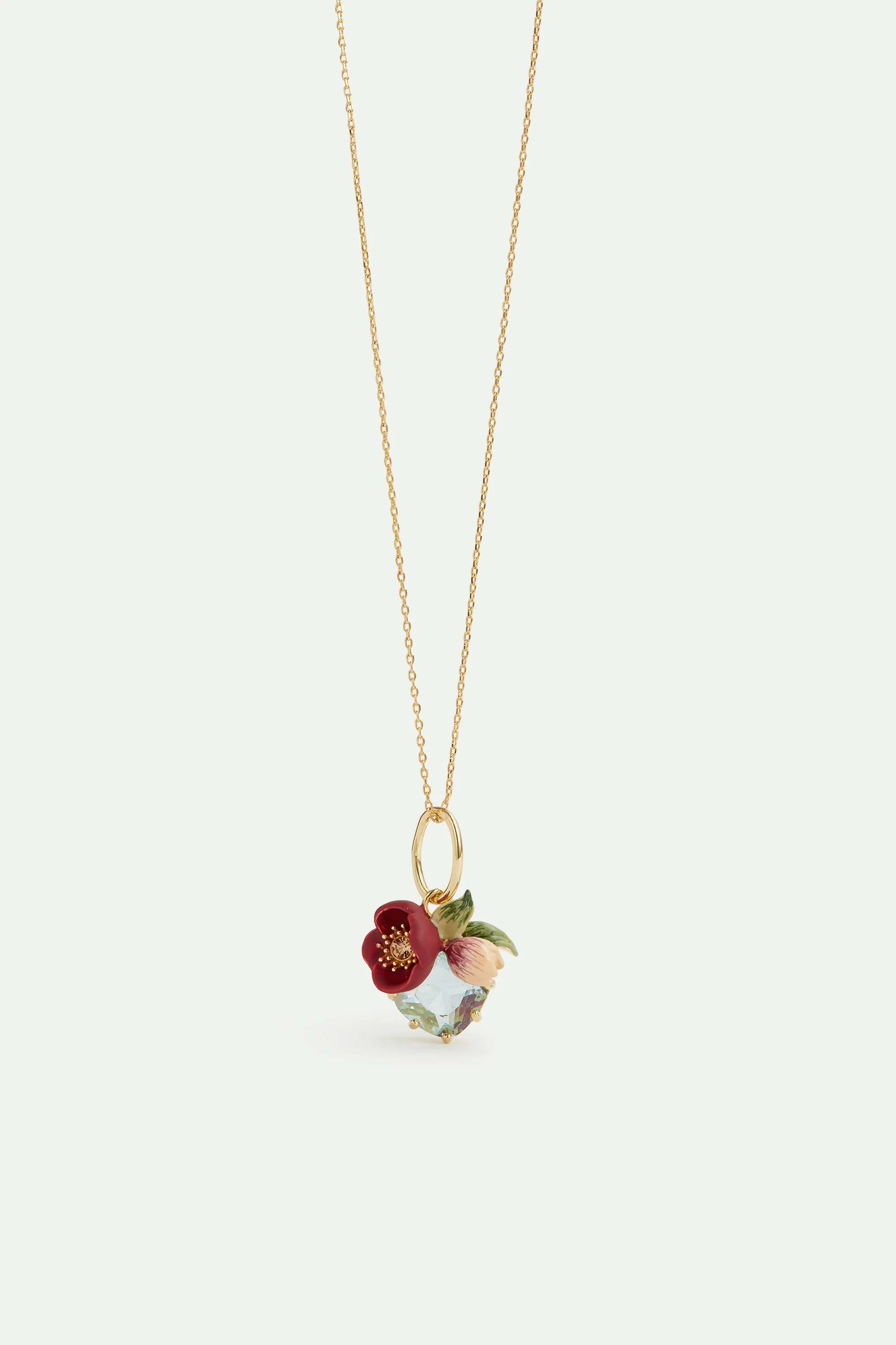 Pendentif héllébore rouge et pierre taillée, Sérénité et Amour - Image 3