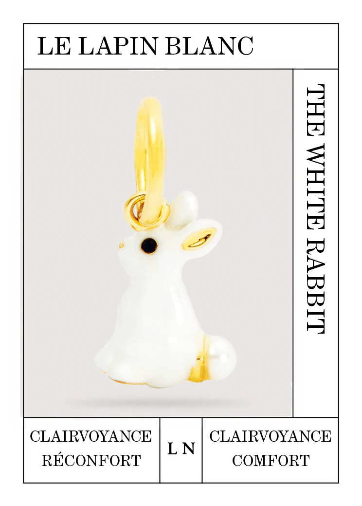 Pendentif lapin blanc et perle, Clairvoyance et Réconfort - Image 2